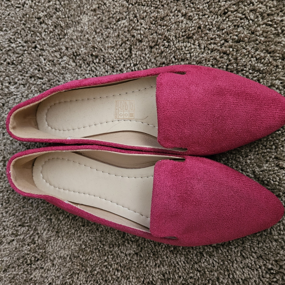 Magenta Faux Suede Loafers for Women NWOT